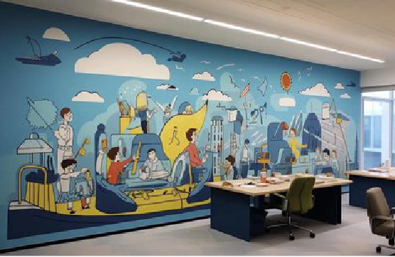 广水办公室墙绘的特点。